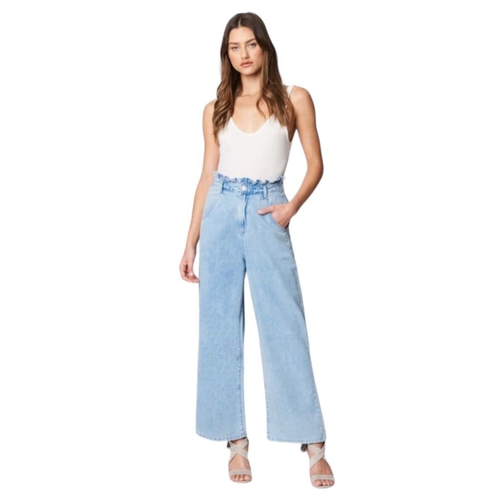 Blank NYC Stand Strong High Rise Paperbag Wide Leg Jean Elastic Waist Cotton